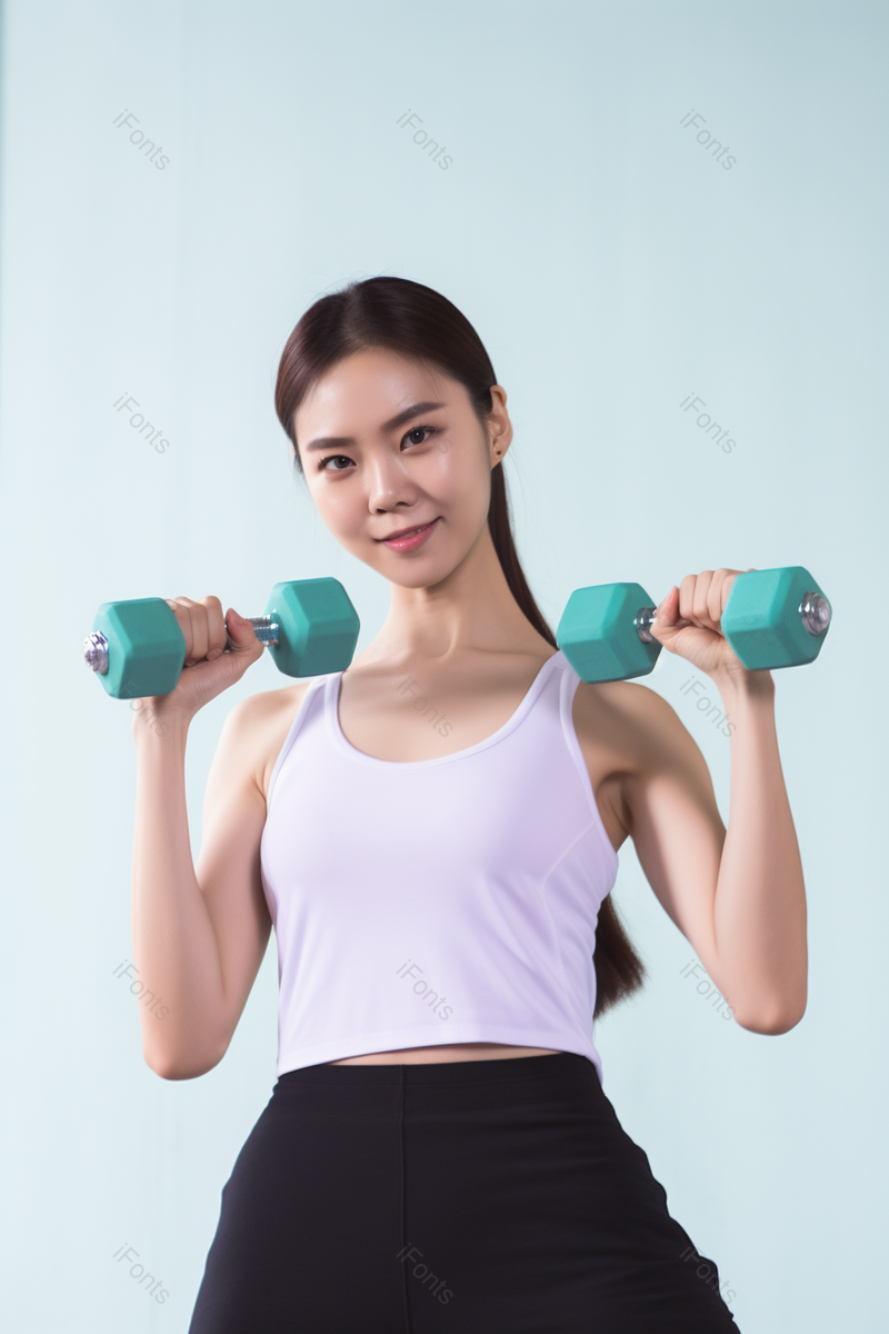 年轻女性举哑铃动作摄影图,高清,摄影图,摄影图片,图片大全,摄影图免费下载